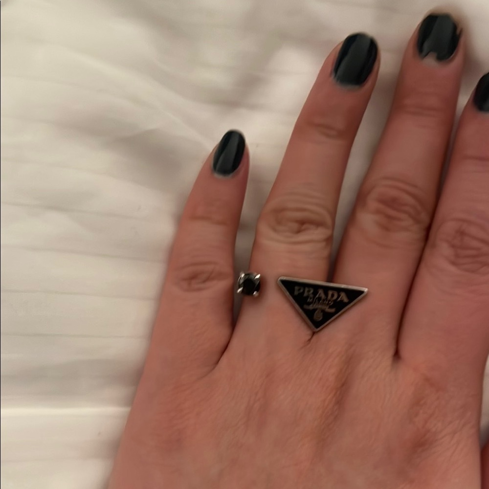 Prada Milano Silver and Black Diamond Ring